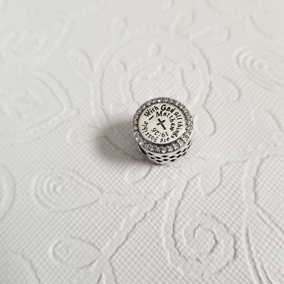 Sliver scripture Mathew 19:26 charm - Picture 1 of 5